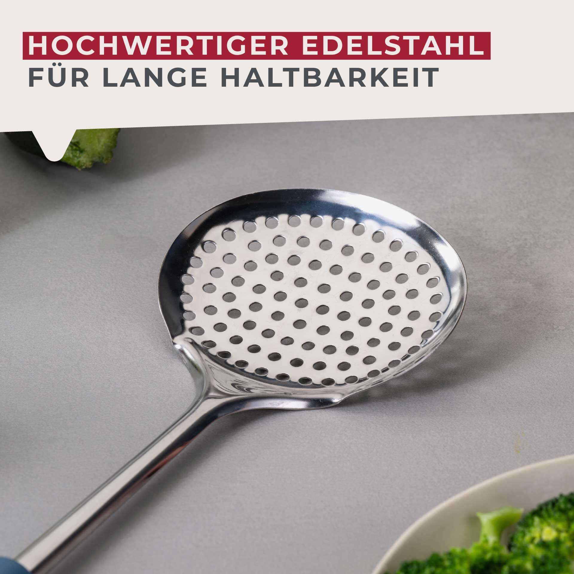 Łyżka do odcedzania Essential, niebieska - idealne narzędzie do gotowania