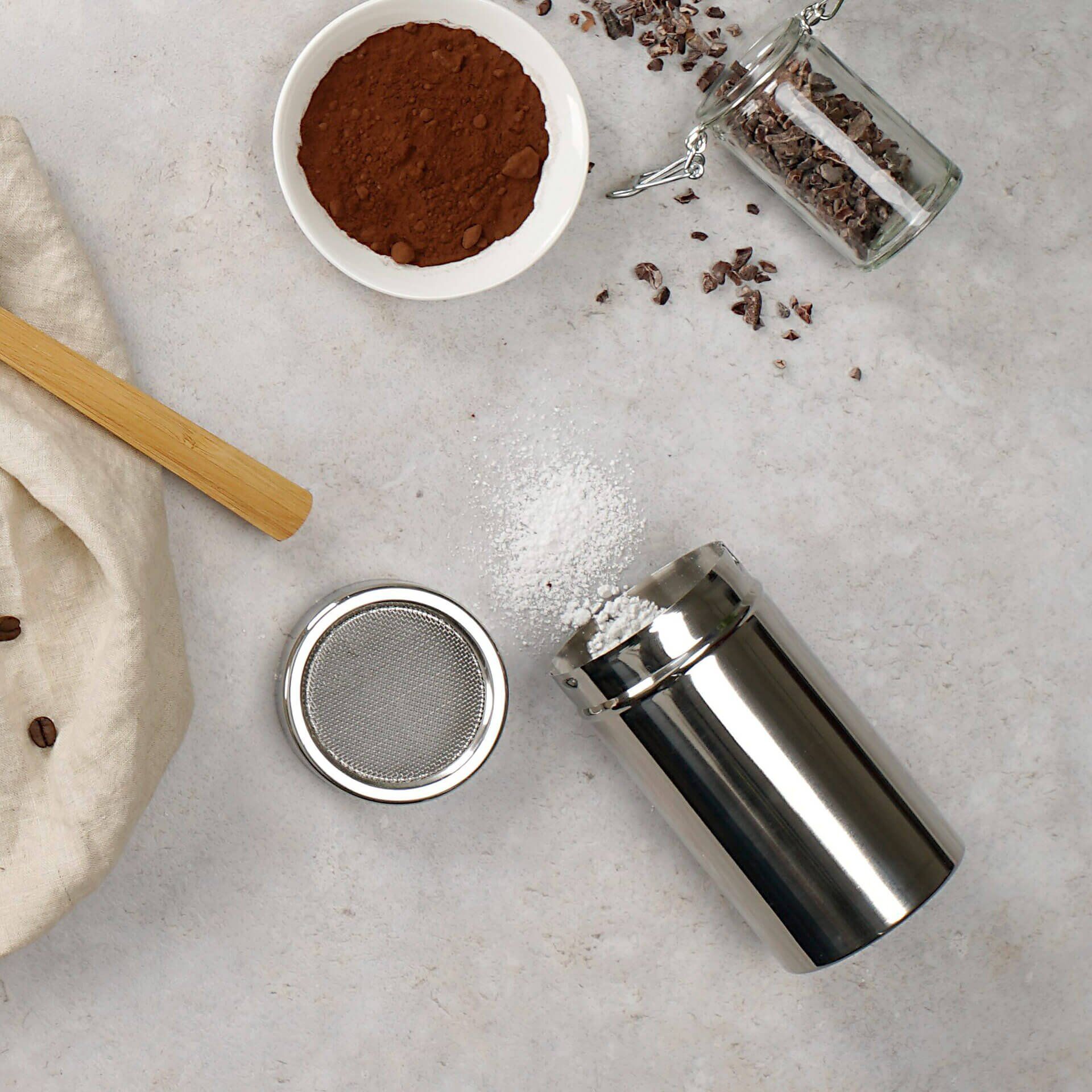 Sito do dekoracji z pokrywką – idealne do drobnych proszków