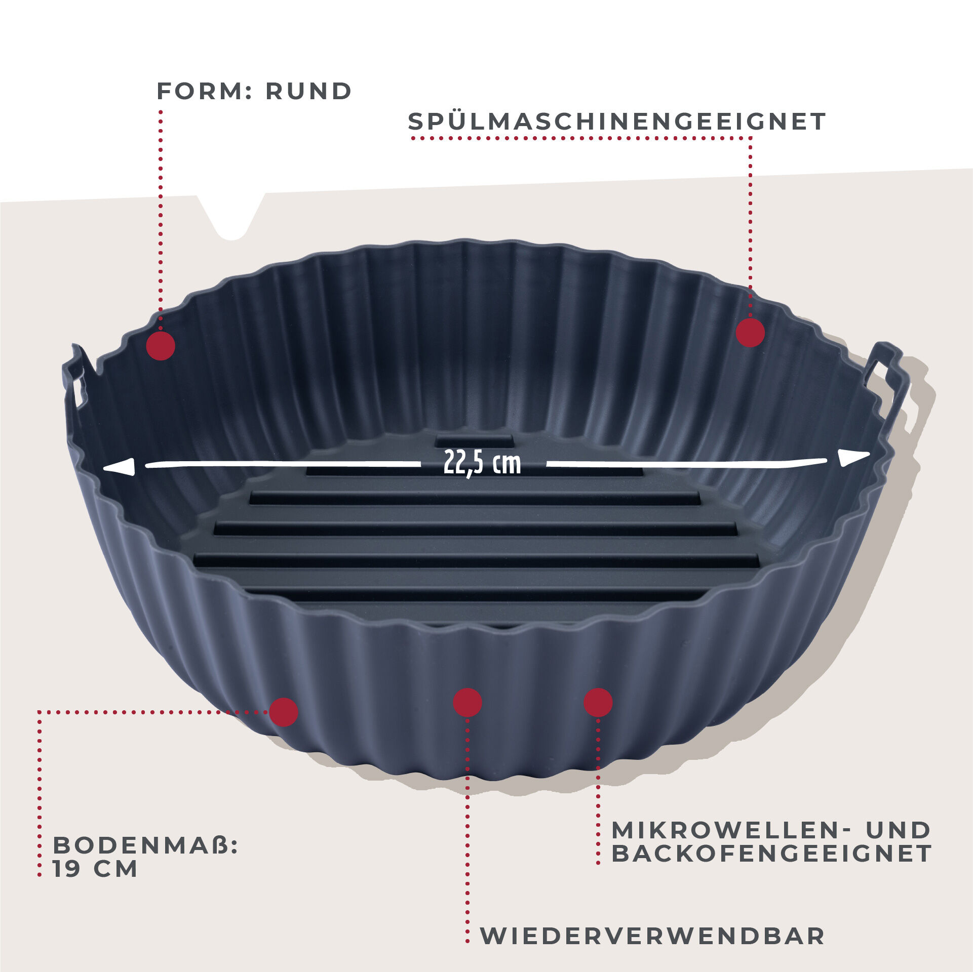 Okrągła forma silikonowa do frytkownic na gorące powietrze – idealne smażenie bez tłuszczu