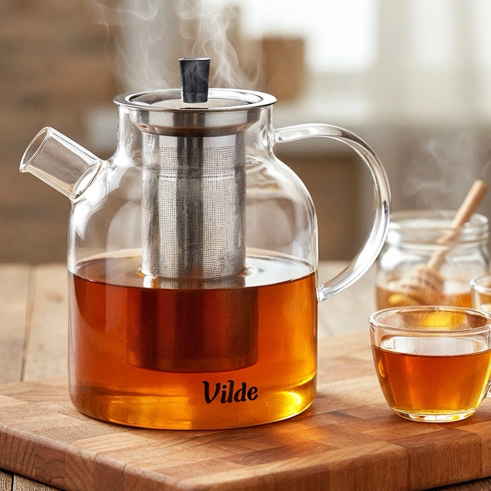 Dzbanek z zaparzaczem do herbaty szklany żaroodporny 1,5 l