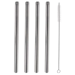 Słomki do napojów stalowe z czyścikiem 21,5 cm 5 el.
