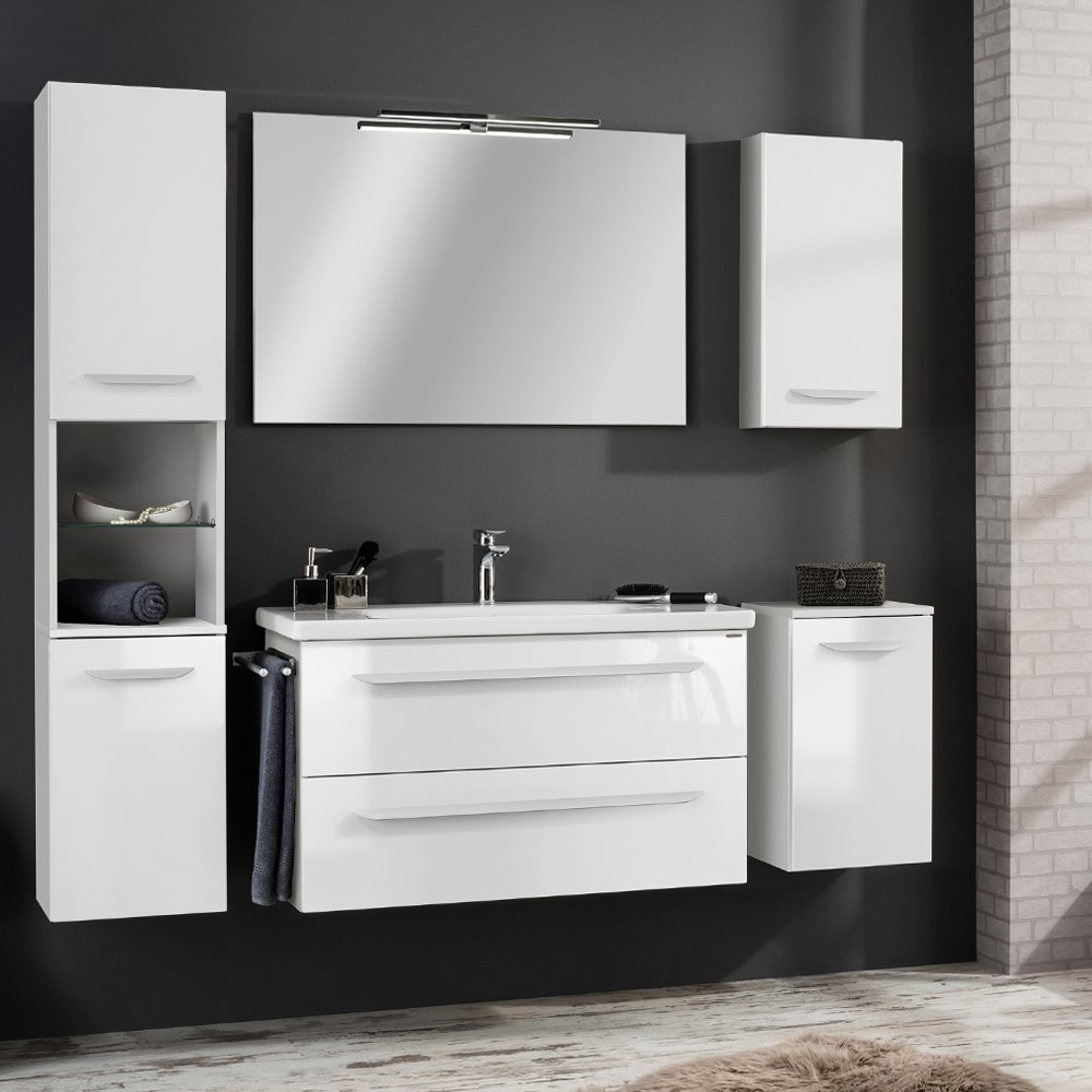 Szafka łazienkowa wisząca dolna biała 59 cm Lavella