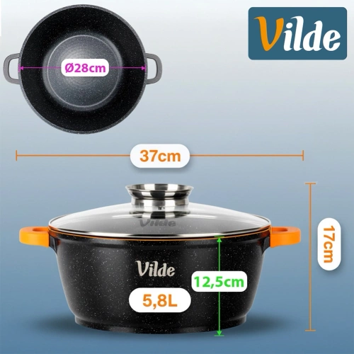 Garnek granitowy ze szklaną pokrywką TERRUNA AROMA 28 cm, 5,8 l