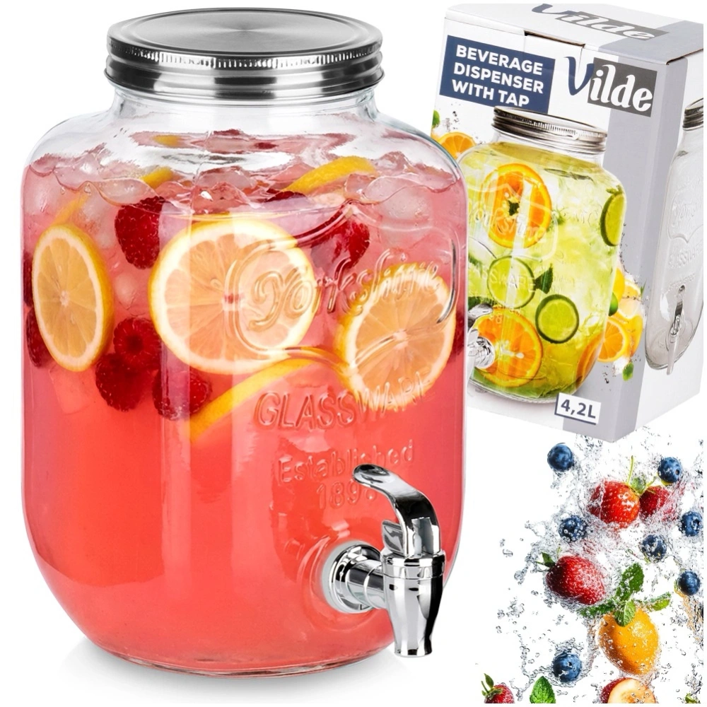 Słój do napojów z kranikiem szklany 4 l