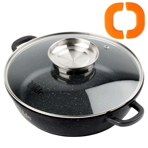 Patelnia granitowa głęboka ze szklaną pokrywką TERRUNA AROMA 24 cm, 2,1 l