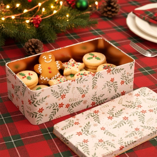 Pojemnik na ciastka metalowy puszka świąteczna 21,5x12x7 cm