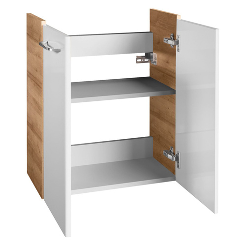 Dwudrzwiowa szafka pod umywalkę 52 cm sękaty dąb + biały Milano Fackelmann 84335