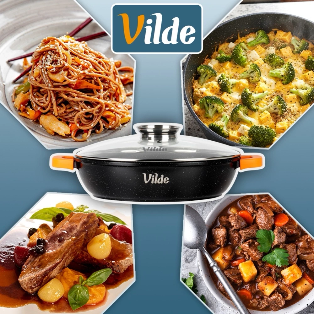 Patelnia granitowa głęboka ze szklaną pokrywką TERRUNA AROMA 32 cm, 4,7 l