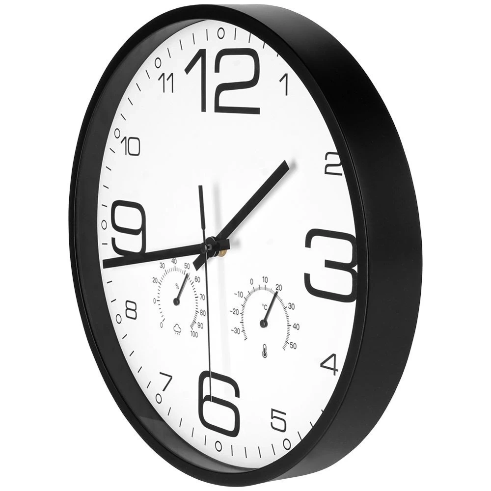 Zegar ścienny biały z termometrem higrometrem 30 cm