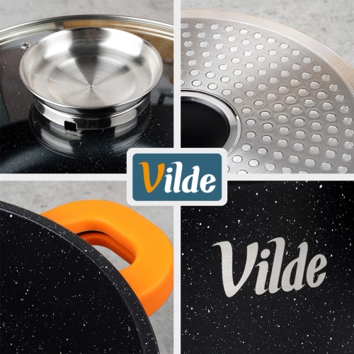 Patelnia granitowa głęboka ze szklaną pokrywką TERRUNA AROMA 28 cm, 3,3 l