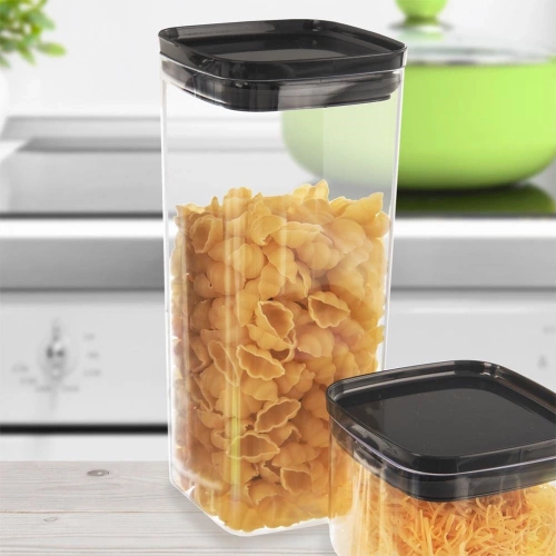 Pojemnik na produkty sypkie z pokrywką i uszczelką kwadratowy 2,1 l