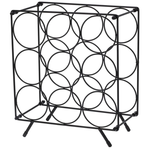 Stojak na wino metalowy czarny 9 butelek