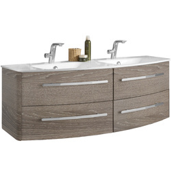 Zestaw szafka w kolorze koniakowy dąb z umywalką z konglomeratu Lanzet Classico