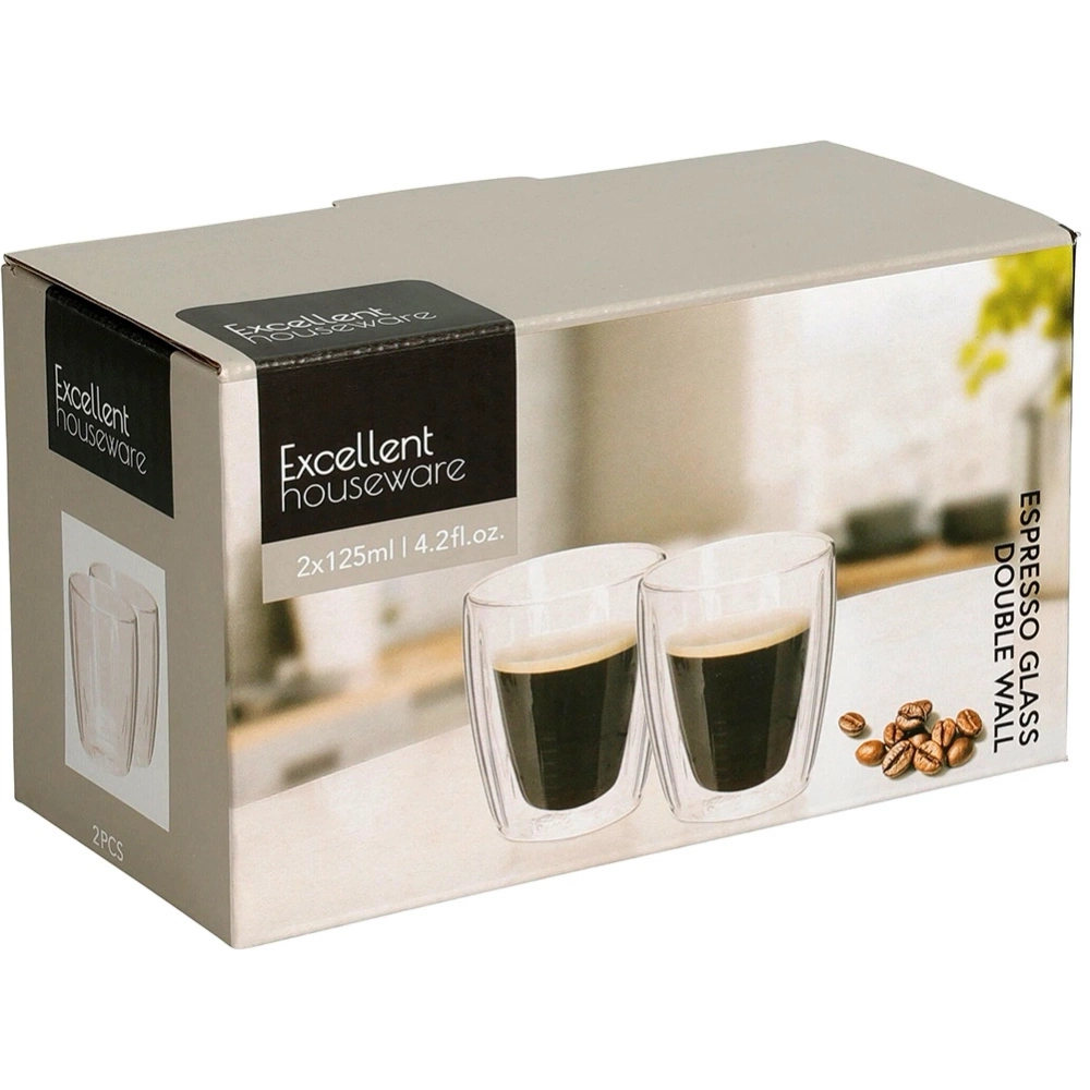 Szklanki termiczne z podwójną ścianką do kawy espresso 120 ml 2 szt.