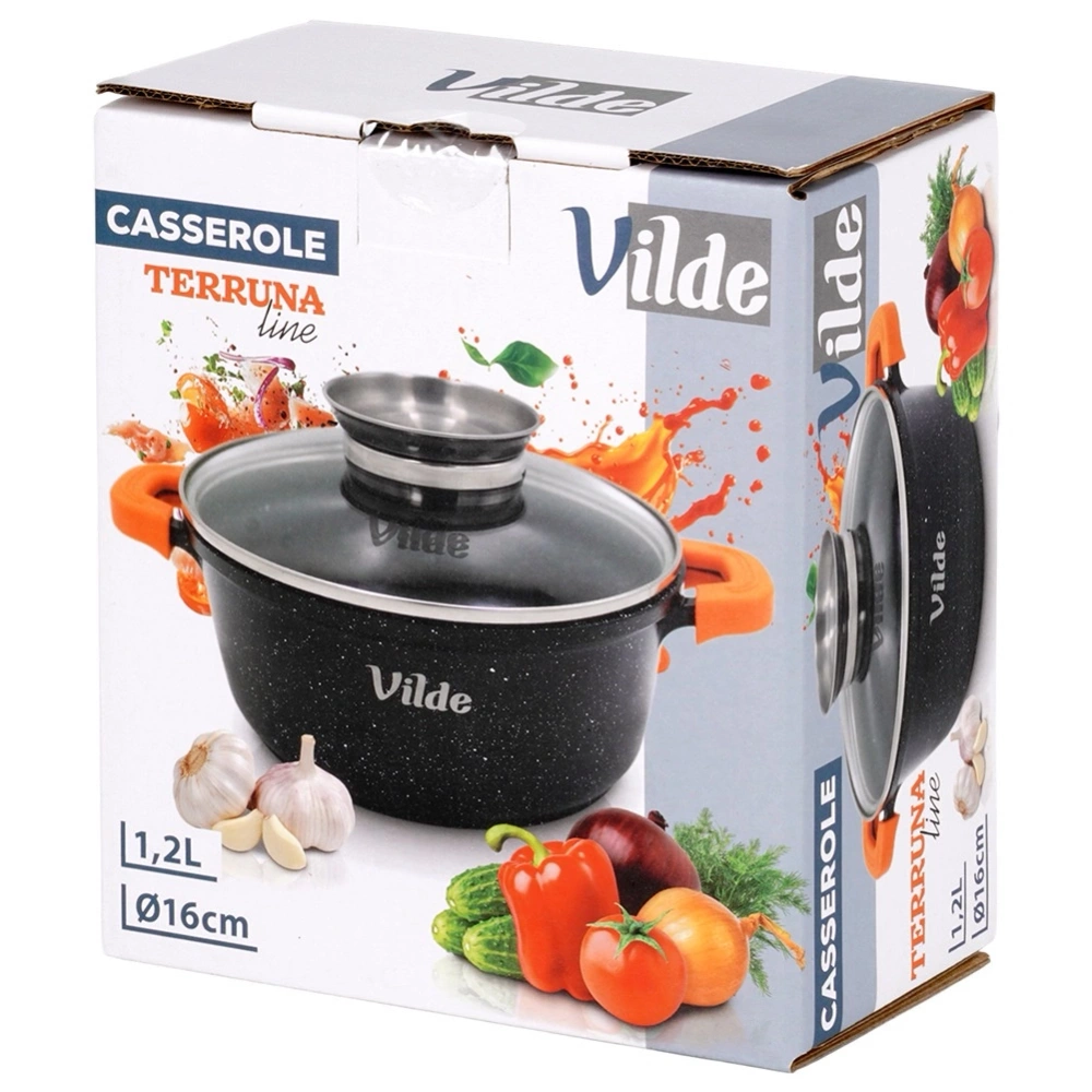 Garnek granitowy ze szklaną pokrywką TERRUNA AROMA 16 cm, 1,2 l