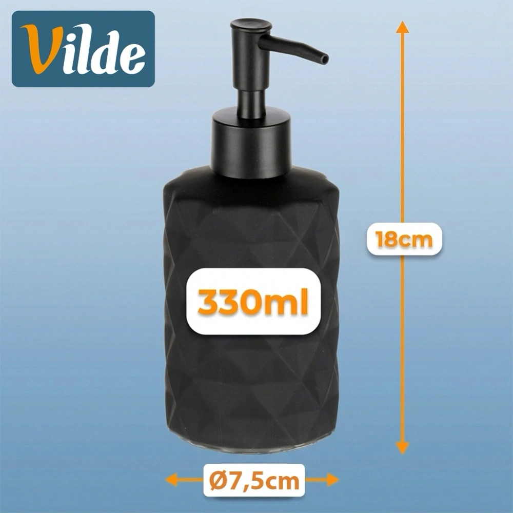 Dozownik do mydła szklany czarny 330 ml