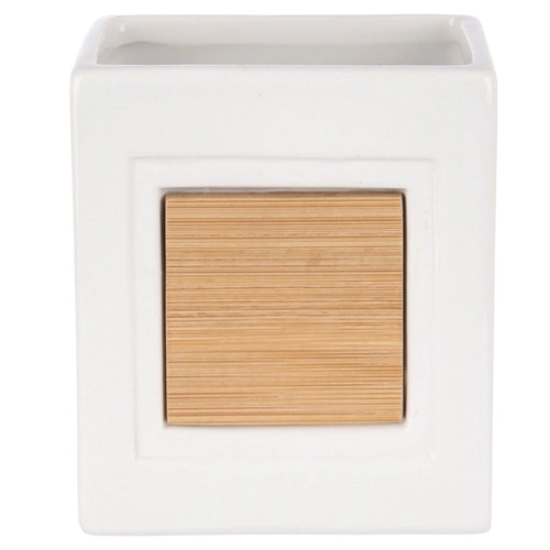 Kubek łazienkowy dolomitowy drewniany biały