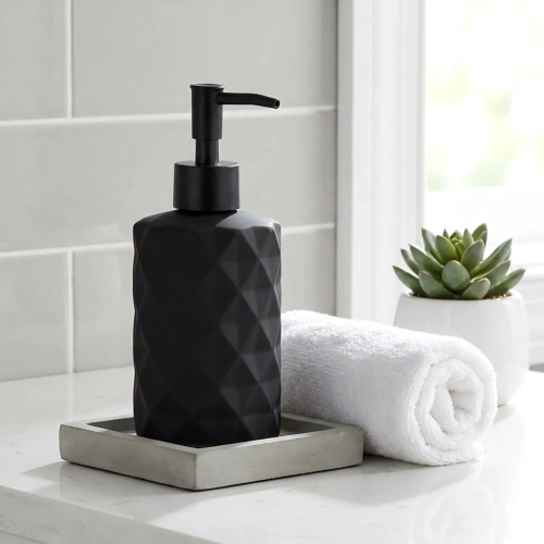 Dozownik do mydła szklany czarny 330 ml