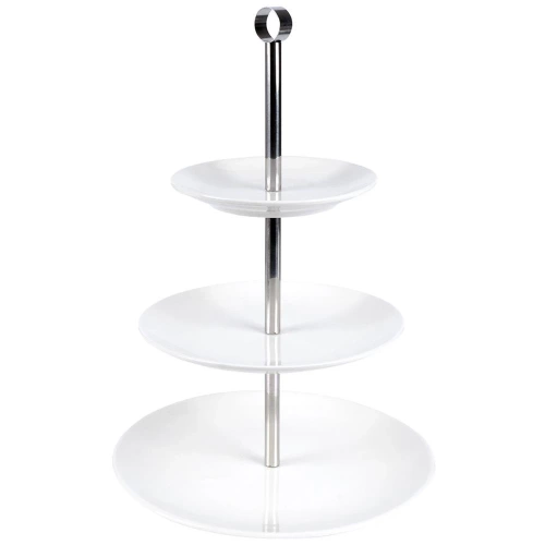 Patera porcelanowa biała 3-piętrowa 25,5 cm