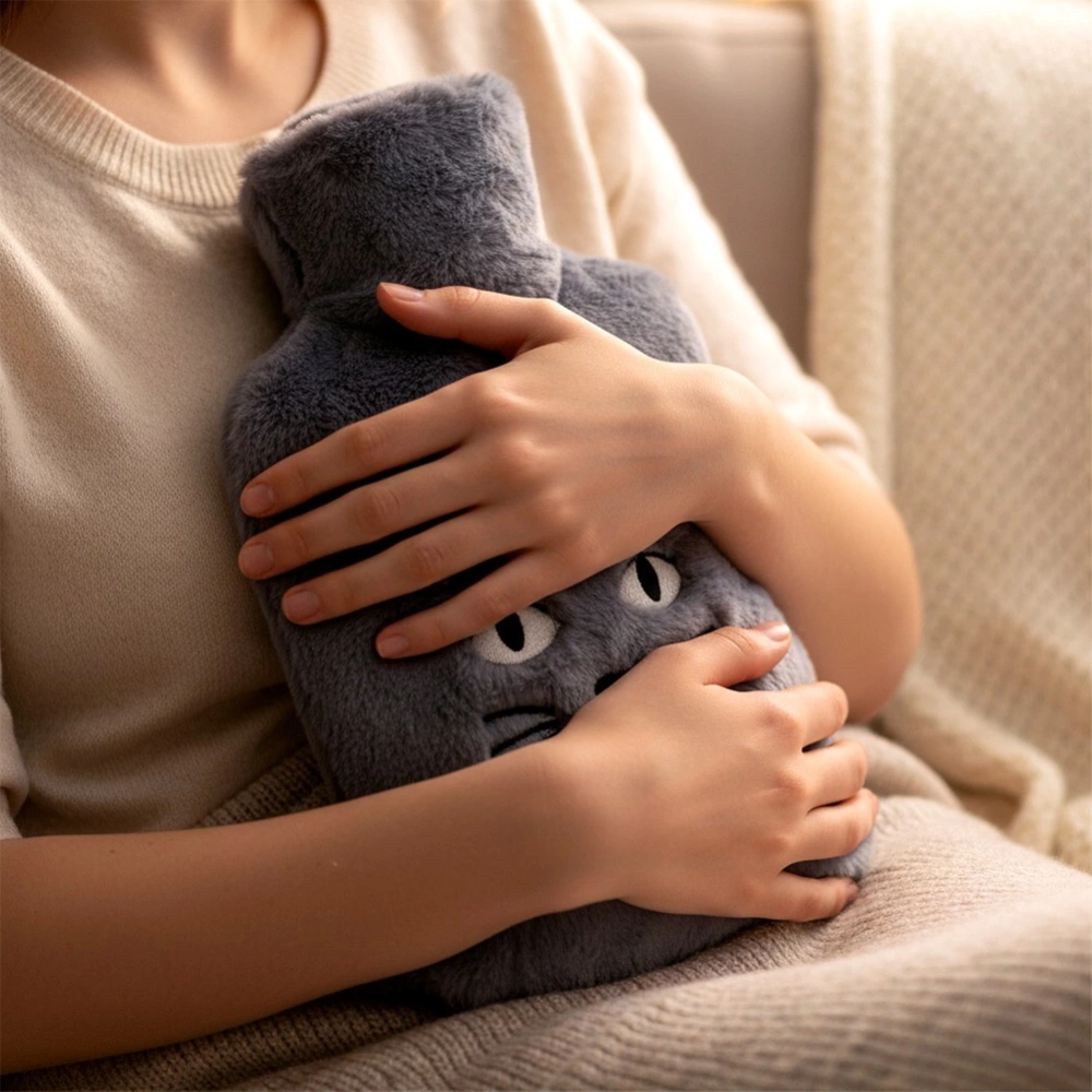 Termofor w pokrowcu szary kot 1,8 l