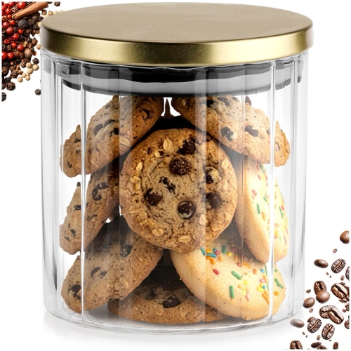 Pojemnik na produkty sypkie szklany z pokrywką i uszczelką 650 ml