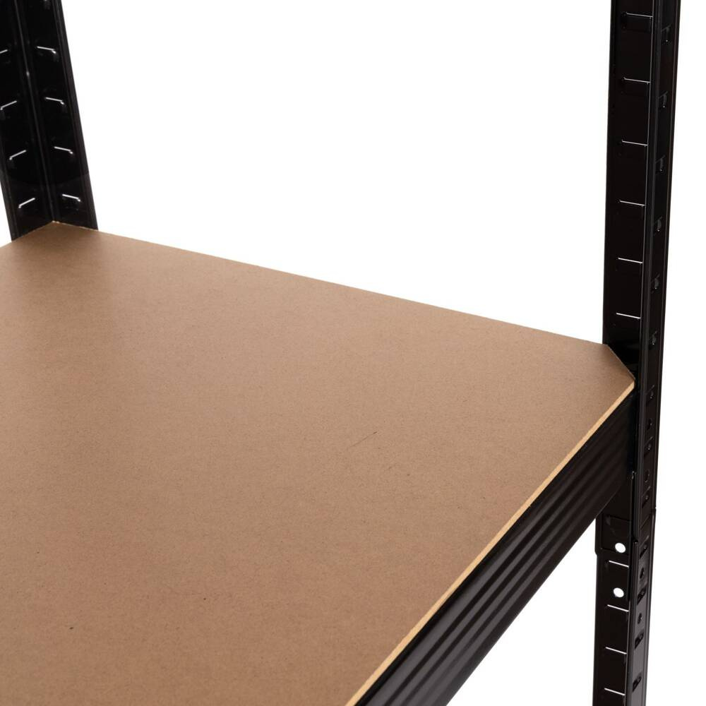 Regał magazynowy metalowy czarny 2w1, 5 jasnych półek 150x75x30 cm