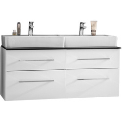 Zestaw podwójny szafka + umywalka biały Fackelmann