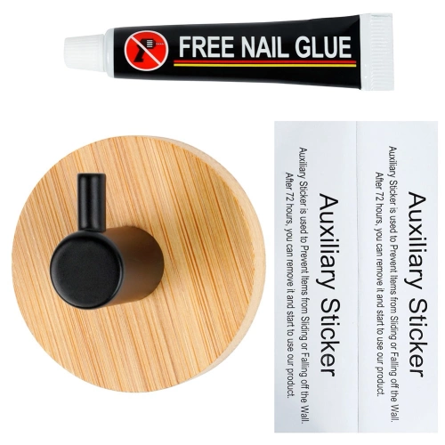 Haczyk wieszak samoprzylepny bambusowy metalowy czarny 5x3,5 cm