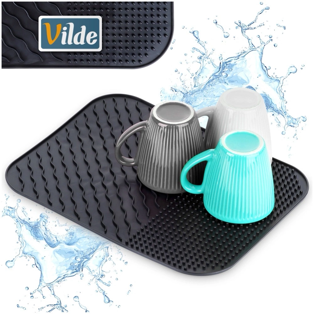 Mata do suszenia naczyń silikonowa czarna 34x26,5 cm