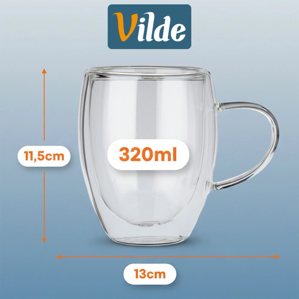 Szklanki termiczne z podwójną ścianką do kawy i herbaty 320 ml 2 szt.