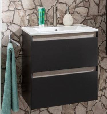 Szafka łazienkowa grafit 60 cm z ceramiczną umywalką Kolekcja Miami