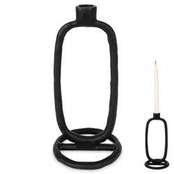 Świecznik aluminiowy czarny 24 cm