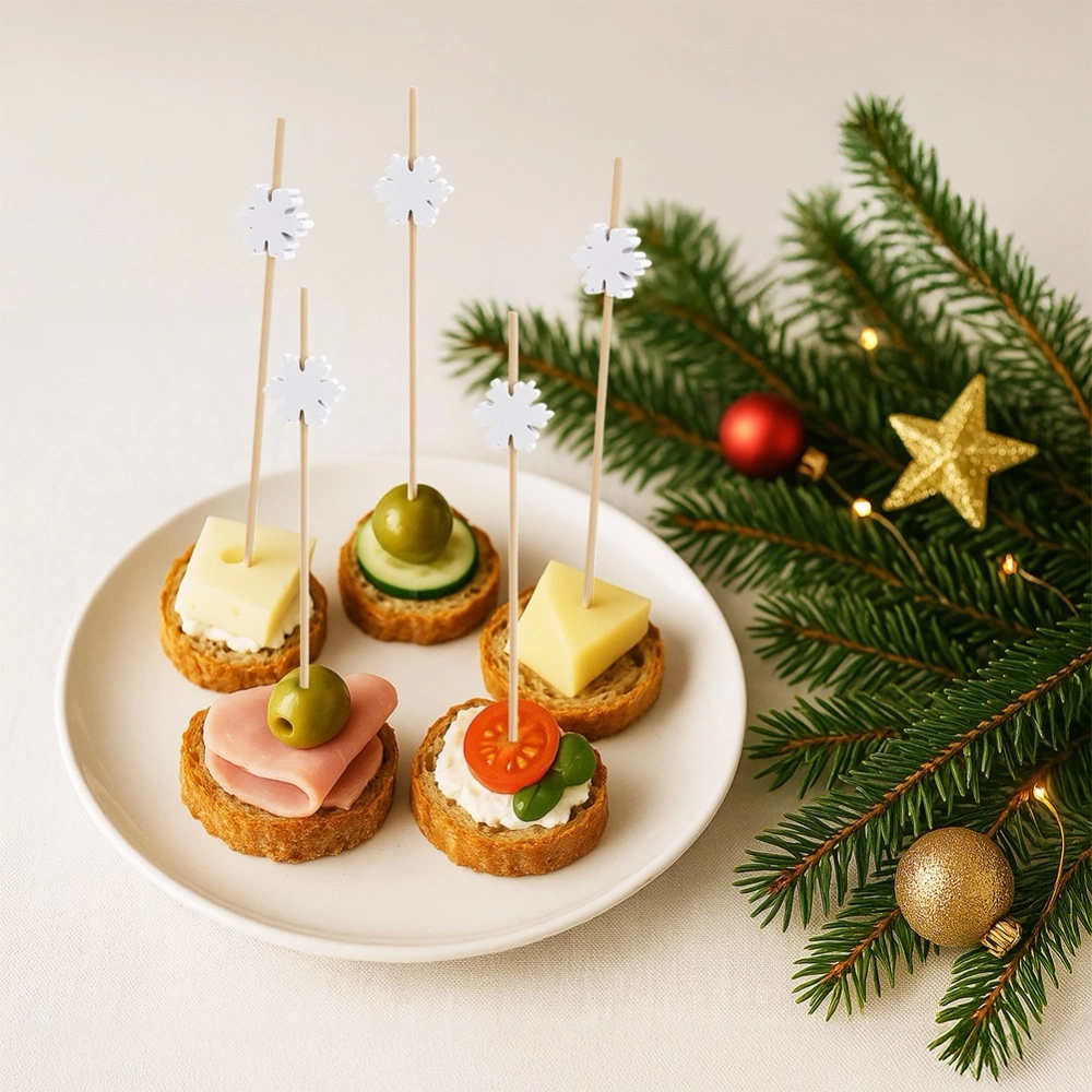 Wykałaczki do przekąsek bambusowe śnieżynka 12 cm 20 szt.