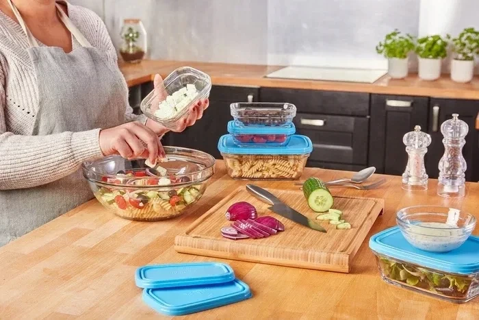 Zestaw Pojemników Szklanych 3 szt. 0,39L 1,1L 1,65L z Pokrywkami Duralex