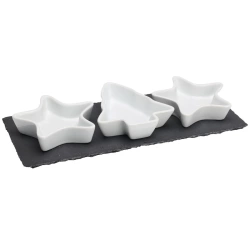 Miseczki na przekąski porcelanowe na tacy 4 el.