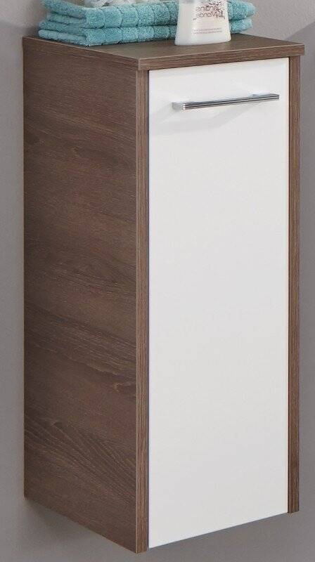 Szafka łazienkowa wisząca dolna koniakowy dąb/ biały połysk 66,5 cm Malua