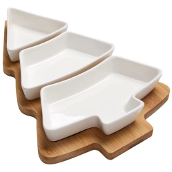 Miseczki na przekąski porcelanowe na tacy 4 el.