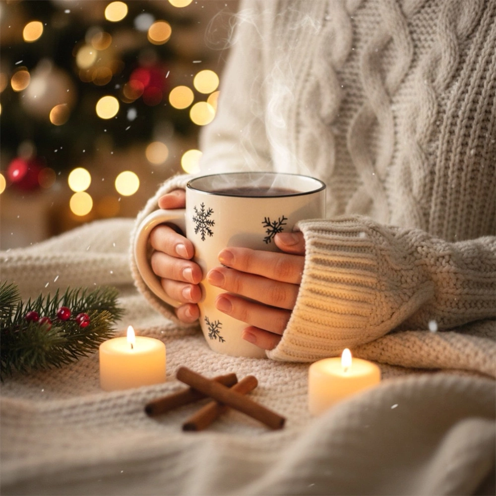 Kubek ceramiczny płatki śniegu 350 ml