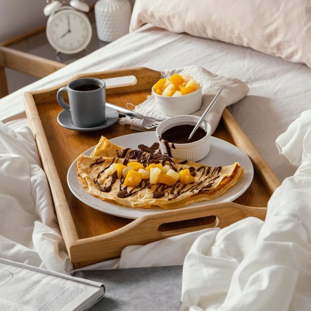 Stolik śniadaniowy bambusowy składany 50x30x24,5 cm