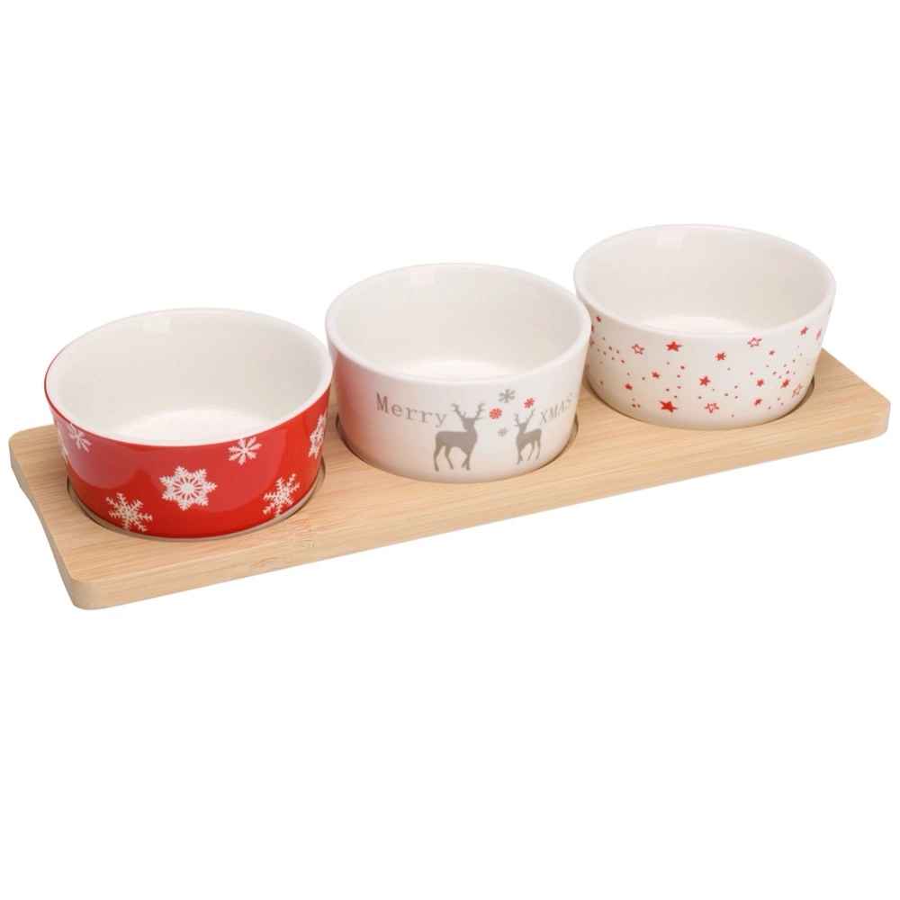 Miseczki na przekąski porcelanowe na tacy 4 el.