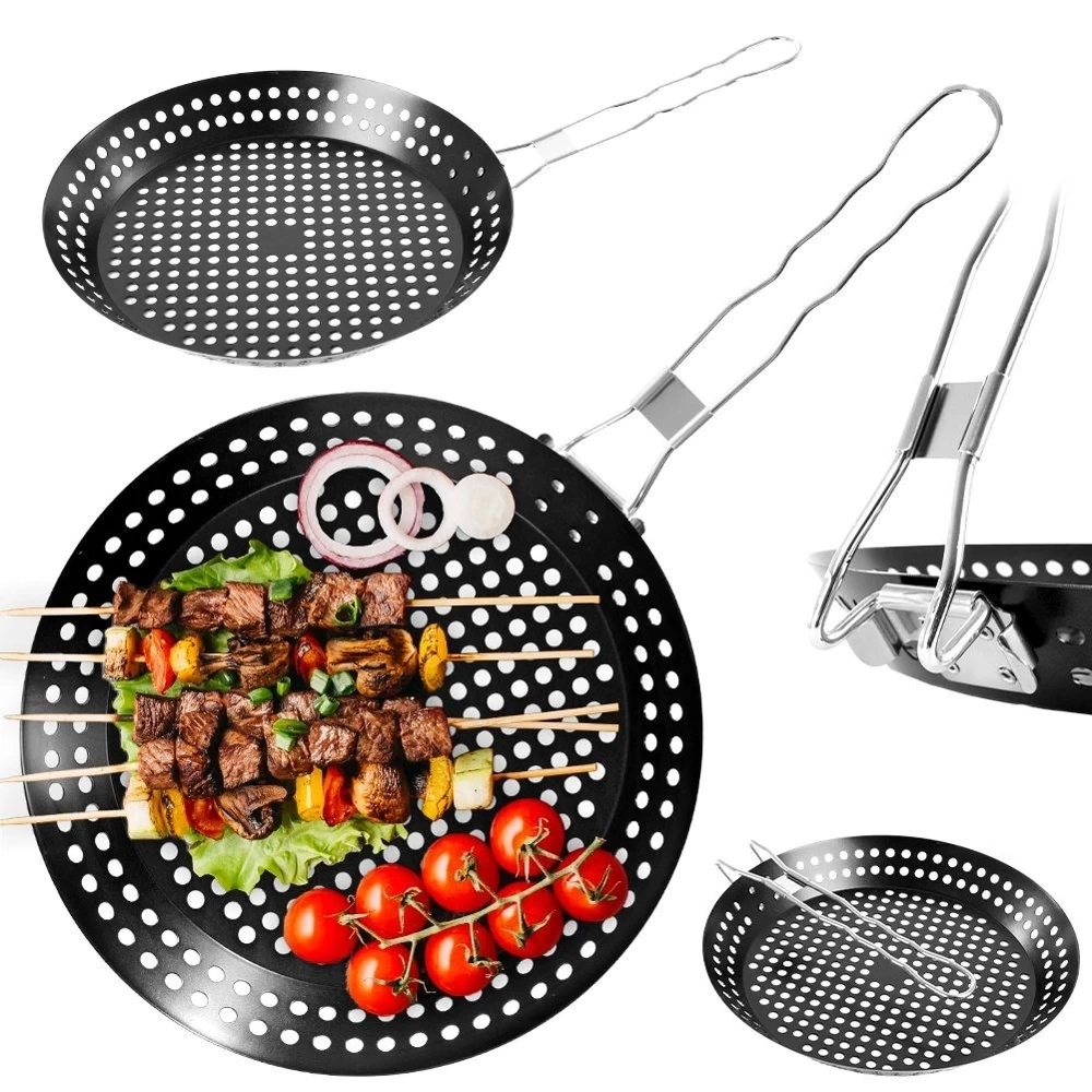Koszyk do grillowania metalowy perforowany czarny 55x31 cm