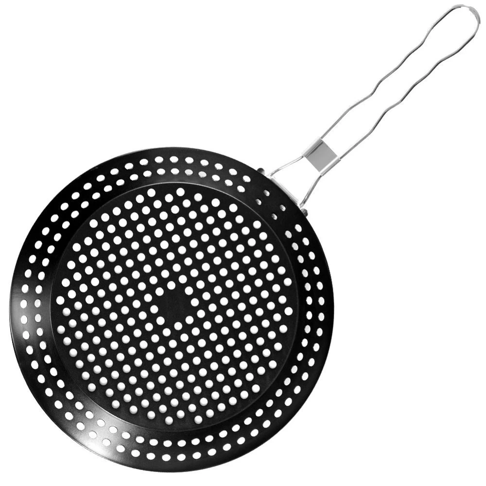 Koszyk do grillowania metalowy perforowany czarny 55x31 cm