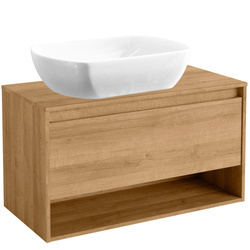 Szafka pod umywalkę + biała nablatowa umywalka ceramiczna Fackelmann