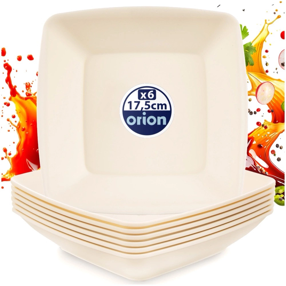 Talerze obiadowe głębokie plastikowe kremowe SANDY 17,5 cm, 500 ml 6 szt.