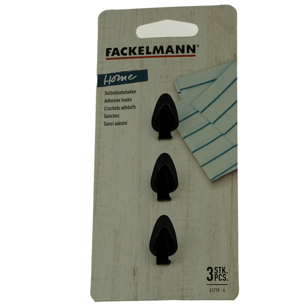 Zestaw haczyków samoprzylepnych 3 szt uniwersalne stal inox FACKELMANN 61219