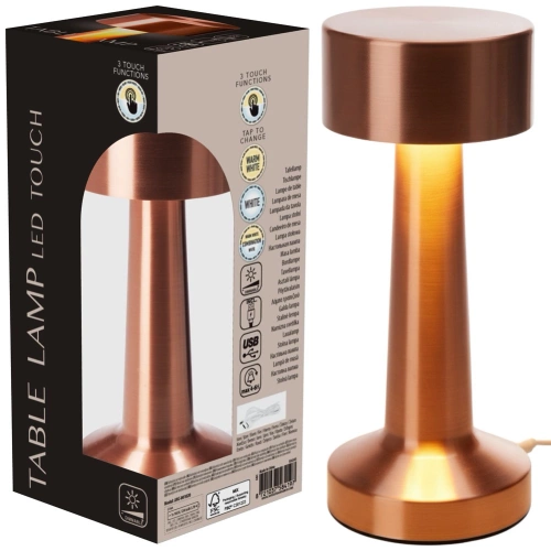 Lampka stołowa miedziana 21 LED 21 cm