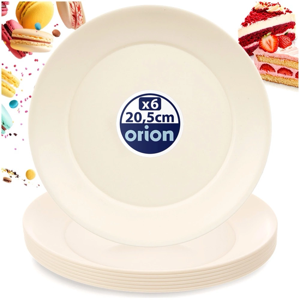 Talerze deserowe plastikowe kremowe SANDY 20,5 cm 6 szt.