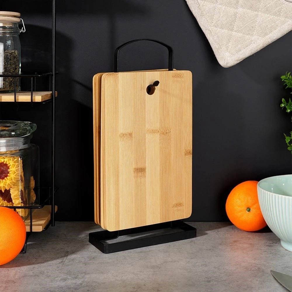 Deski do krojenia bambusowe ze stojakiem 22x14 cm 6 szt.