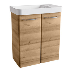 Dwudrzwiowa szafka z umywalką ceramiczną sękaty dąb Milano Fackelmann