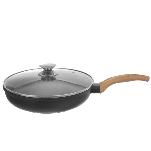 Patelnia nieprzywierająca ze szklaną pokrywką WOODEN 28 cm